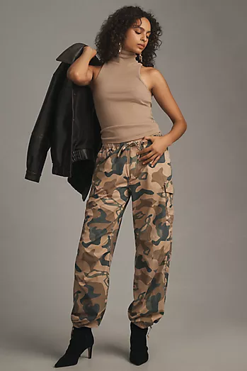 Pilcro Printed Camo Parachute Pants